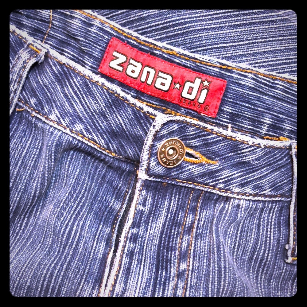 Denim Stripe Wide Leg Blue Jeans Size 7